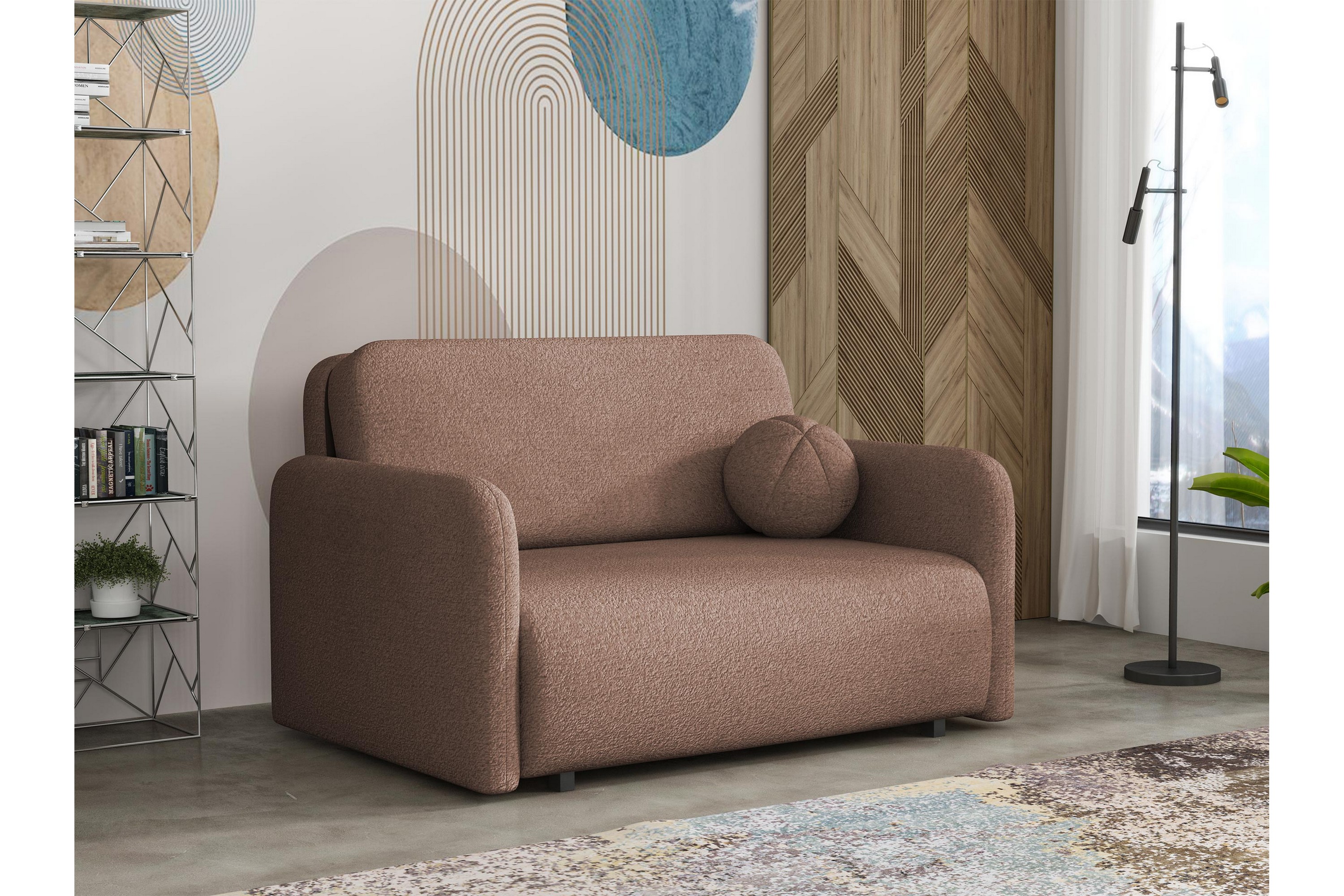 ajmeri bäddsoffa 2-sits i bouclé - rosa