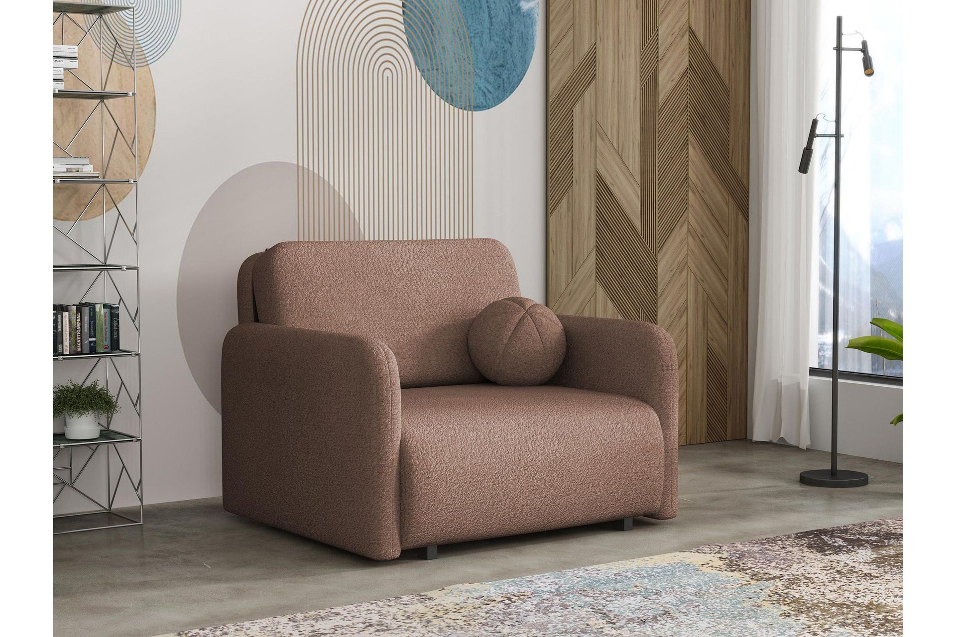 Ajmeri B&auml;ddsoffa 2-sits i Boucl&eacute; - Rosa