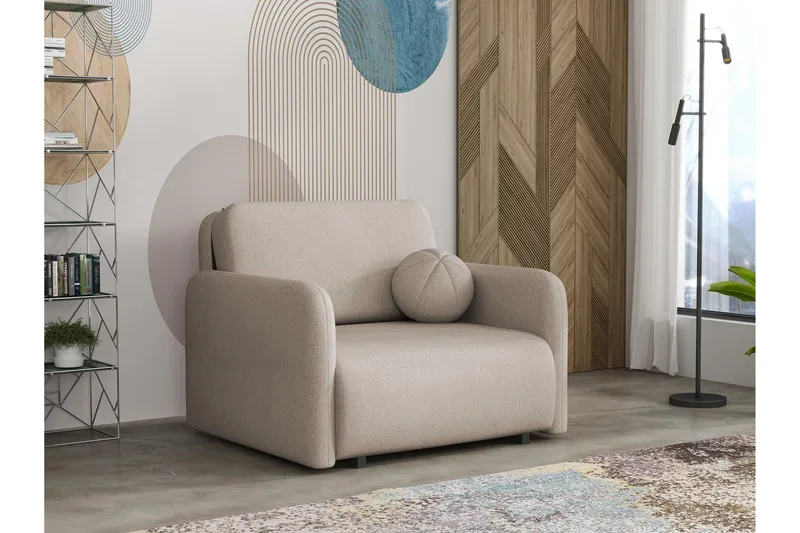 Ajmeri Bäddsoffa 2-sits i Plysch, Beige