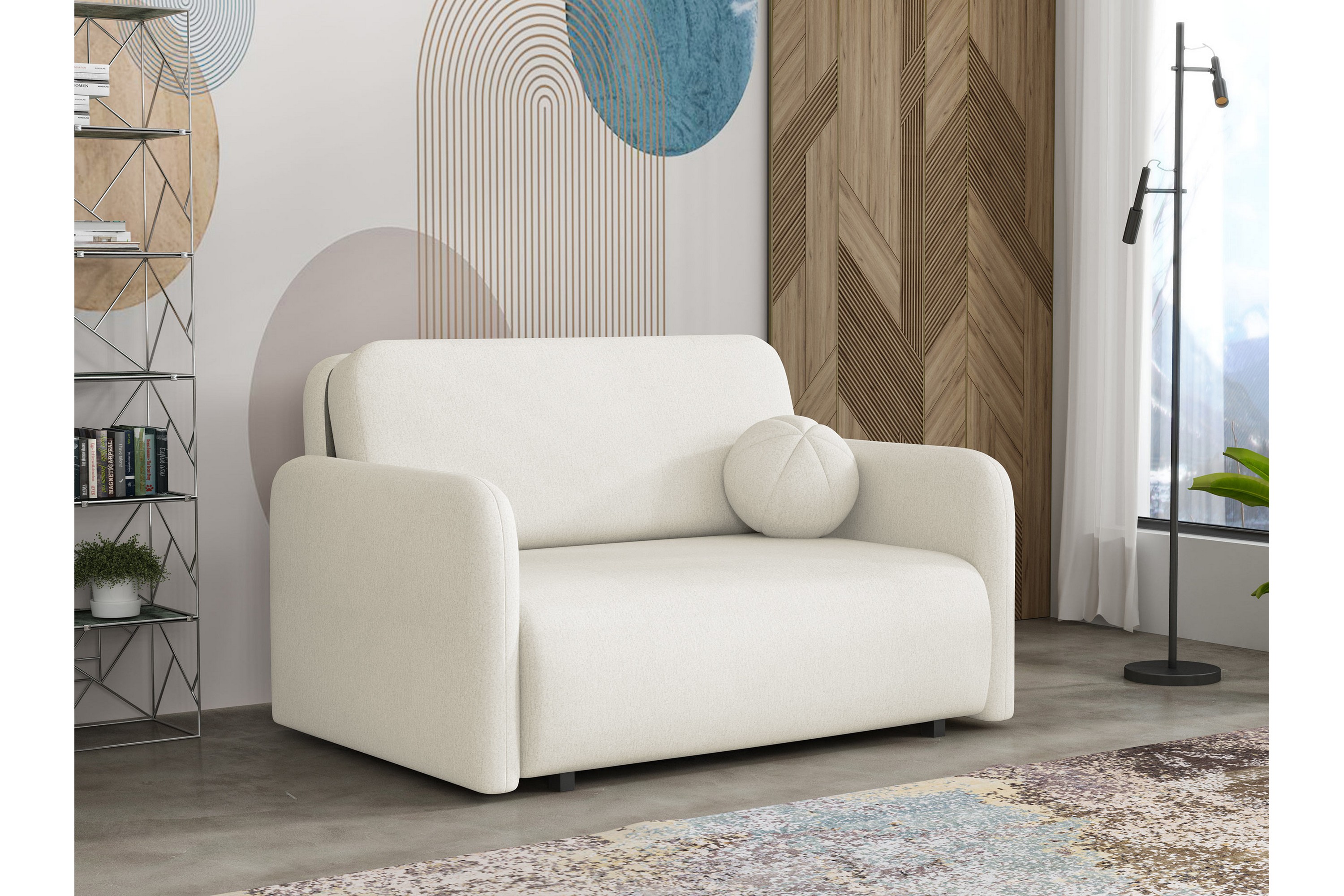 ajmeri bäddsoffa 2-sits i plysch - beige