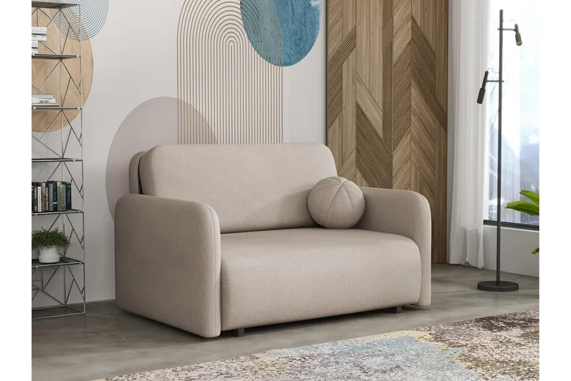 Ajmeri Bäddsoffa 2-sits i Plysch, Beige