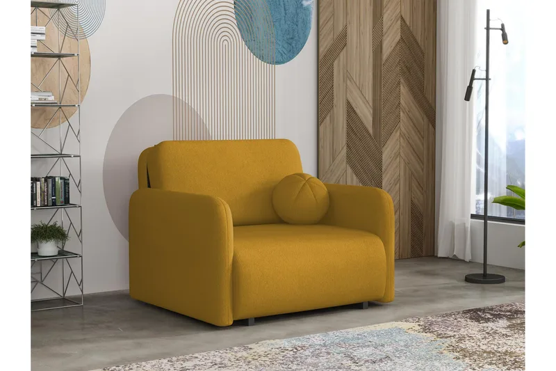 Ajmeri Bäddsoffa 2-sits i Plysch, Gul