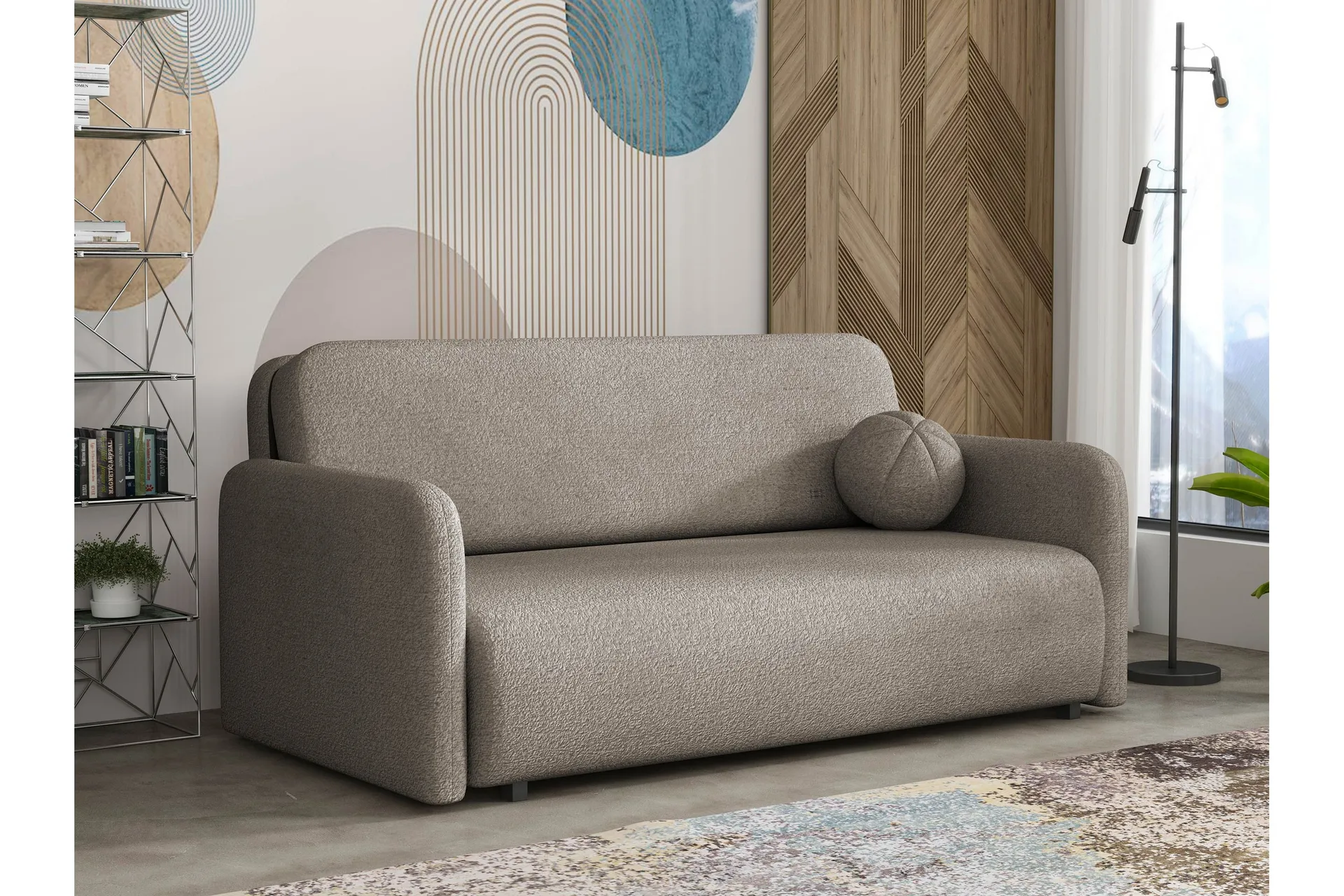 ajmeri bäddsoffa 3-sits i bouclé - grå