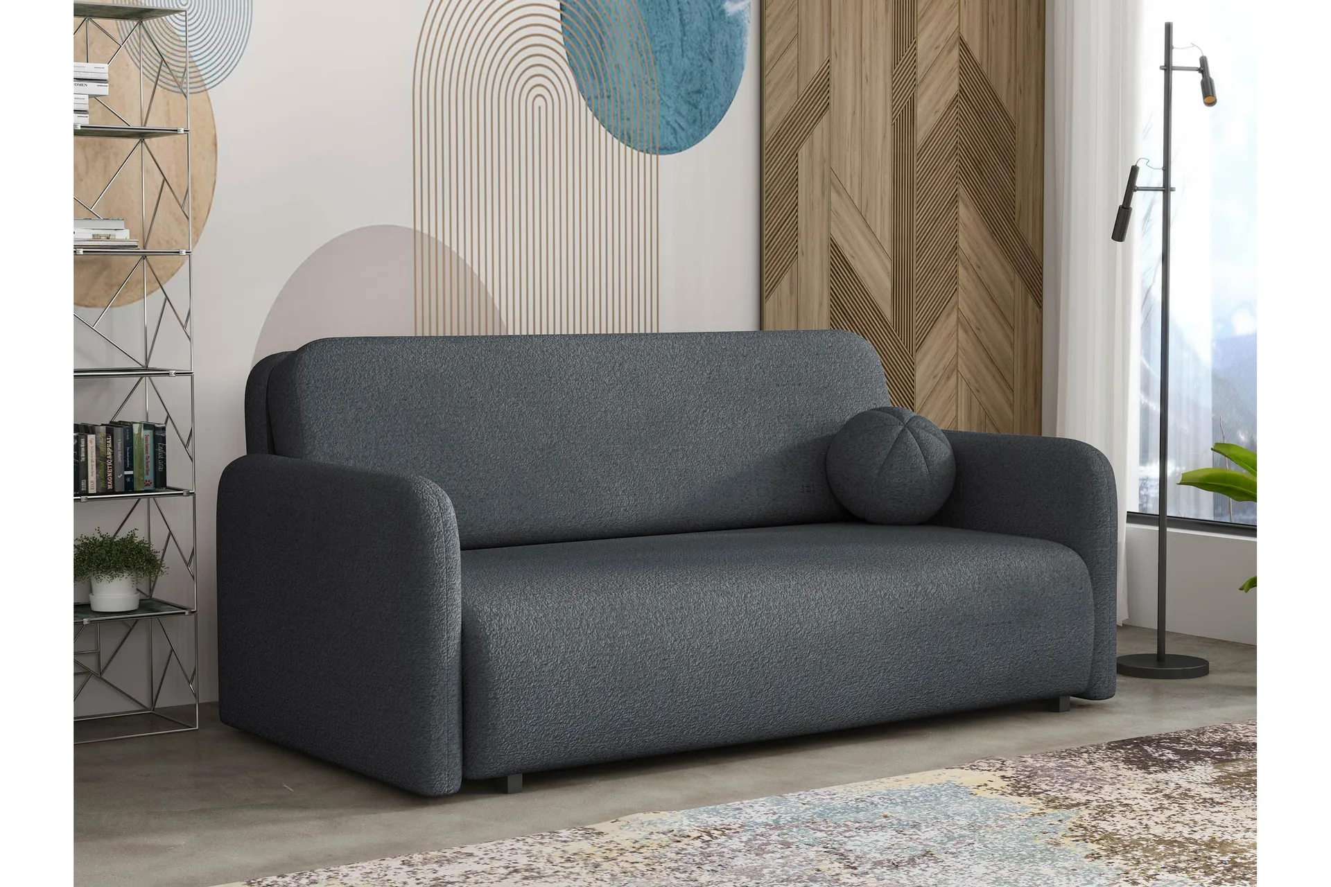 ajmeri bäddsoffa 3-sits i bouclé - grå