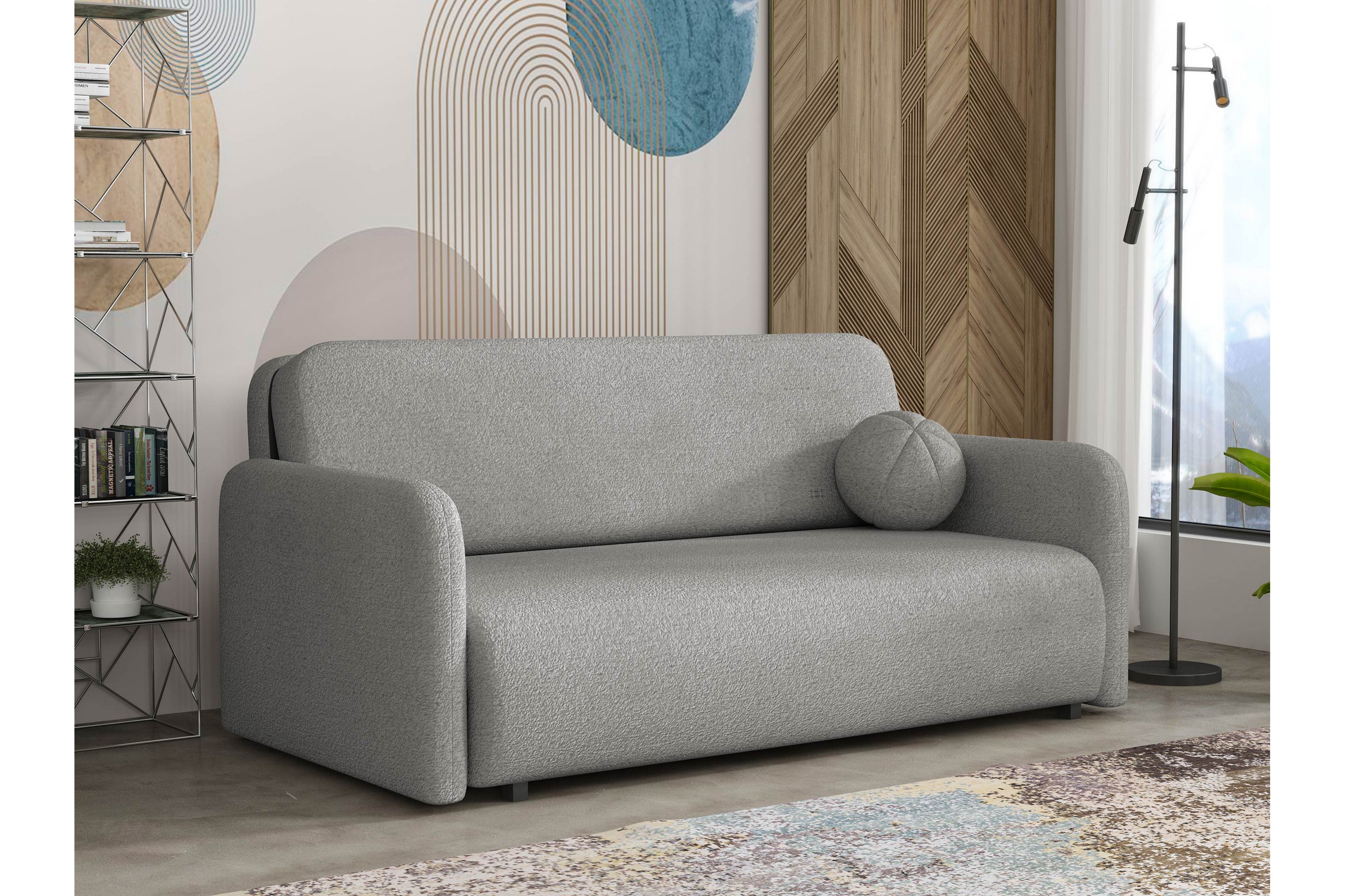 ajmeri bäddsoffa 3-sits i bouclé - grå