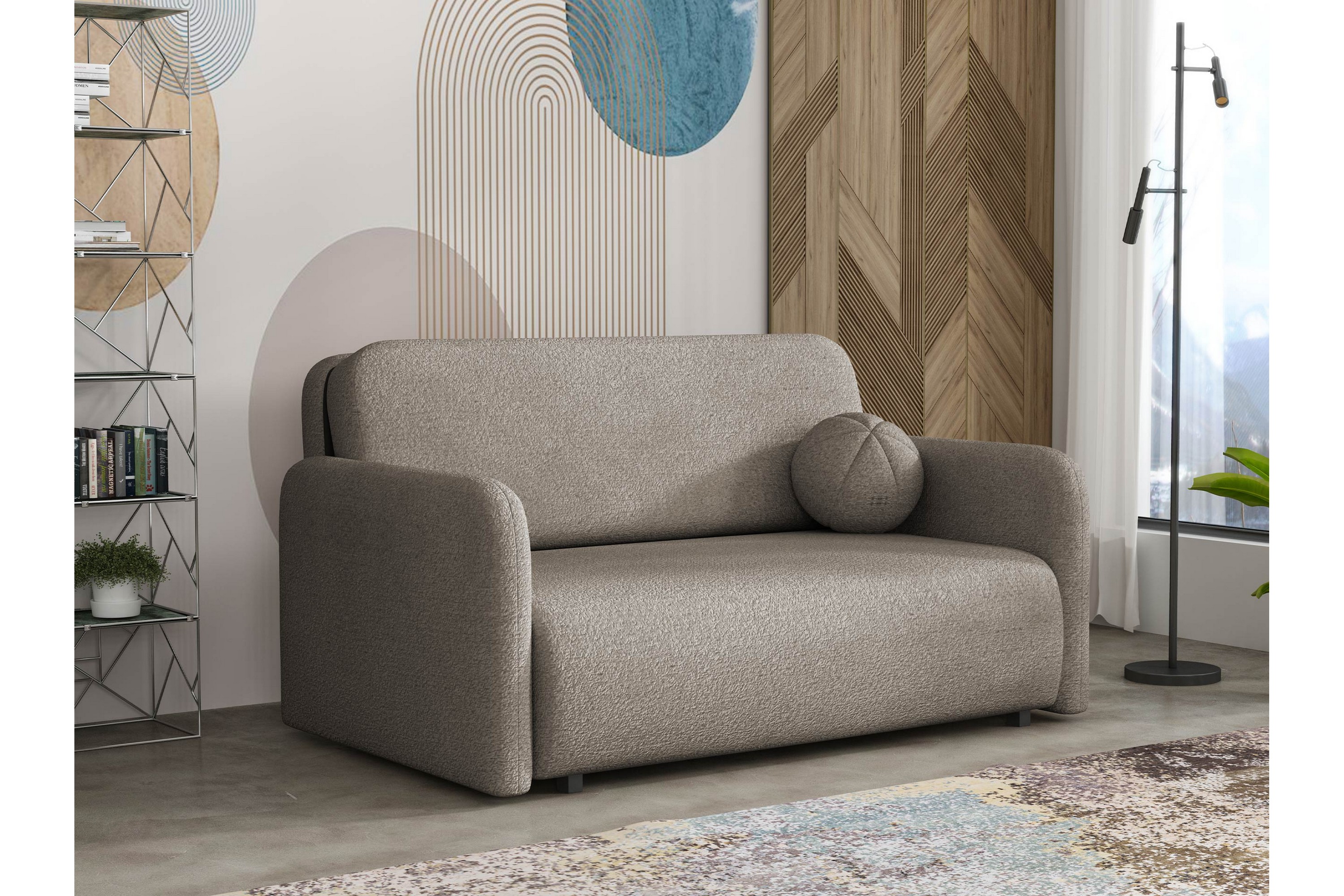 ajmeri bäddsoffa 3-sits i bouclé - grå