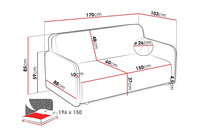 Ajmeri Bäddsoffa 3-sits i Bouclé - Grå - Möbler - Vardagsrum - Bäddsoffor