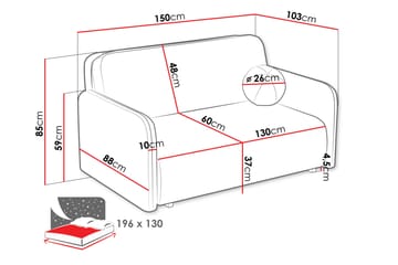 Ajmeri Bäddsoffa 3-sits i Bouclé - Rosa - Möbler - Vardagsrum - Bäddsoffor