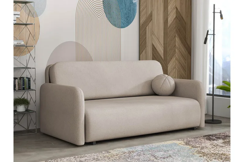 Ajmeri Bäddsoffa 3-sits i Plysch - Beige - Möbler - Vardagsrum - Bäddsoffor