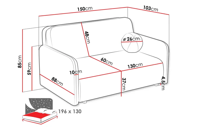 Ajmeri Bäddsoffa 3-sits i Plysch - Beige - Möbler - Vardagsrum - Bäddsoffor