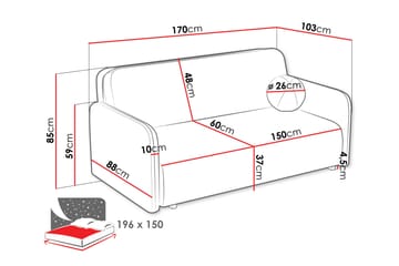 Ajmeri Bäddsoffa 3-sits i Plysch - Gul - Möbler - Vardagsrum - Bäddsoffor