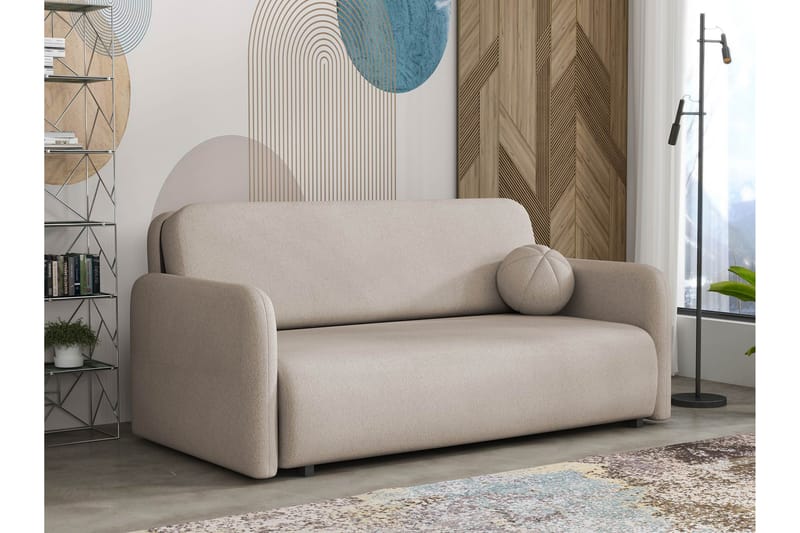 Ajmeri Bäddsoffa 3-sits i Plysch - Beige - Möbler - Vardagsrum - Bäddsoffor