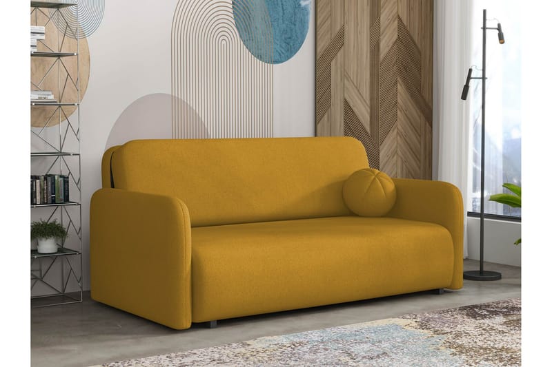 Ajmeri Bäddsoffa 3-sits i Plysch, Gul