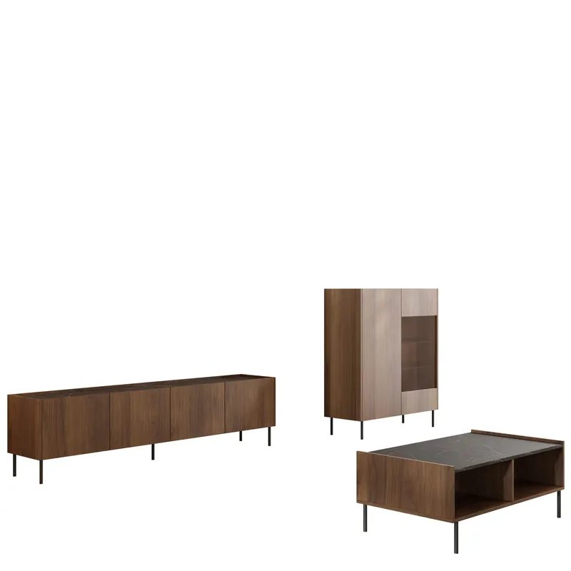 Akihito Möbelset För Vardagsrum, Brun