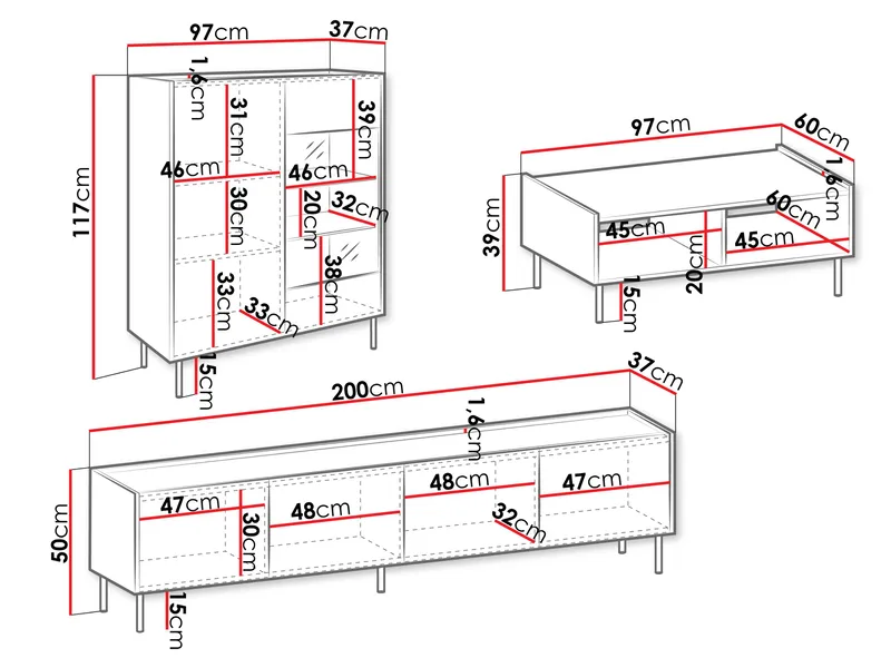 Akihito Möbelset För Vardagsrum - Brun - Möbler - Vardagsrum - Möbelset för vardagsrum
