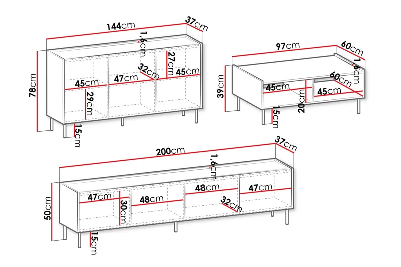 Akihito Möbelset För Vardagsrum - Brun - Möbler - Vardagsrum - Möbelset för vardagsrum
