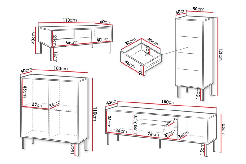 Akiko Möbelset För Vardagsrum - Grön - Möbler - Vardagsrum - Möbelset för vardagsrum