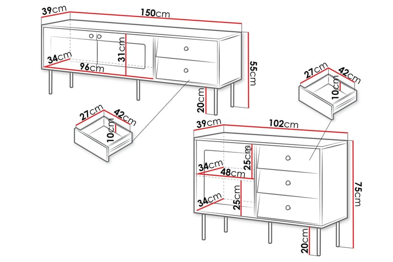 Akilesh Möbelset För Vardagsrum - Svart - Möbler - Vardagsrum - Möbelset för vardagsrum