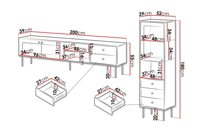 Akilesh Möbelset För Vardagsrum - Svart - Möbler - Vardagsrum - Möbelset för vardagsrum