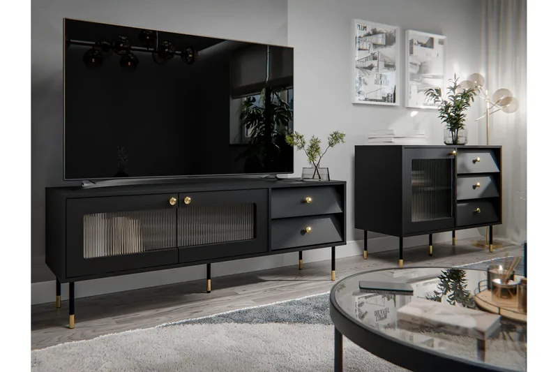 Akilesh Möbelset För Vardagsrum - Svart - Möbler - Vardagsrum - Möbelset för vardagsrum