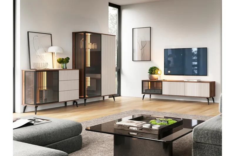 Akinari Möbelset För Vardagsrum - Natur/Beige - Möbler - Vardagsrum - Möbelset för vardagsrum