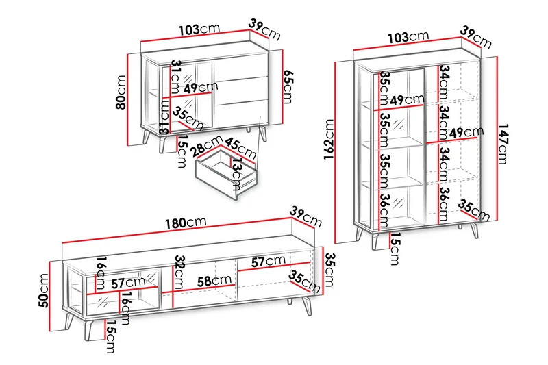 Akinari Möbelset För Vardagsrum - Natur/Beige - Möbler - Vardagsrum - Möbelset för vardagsrum