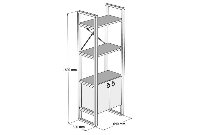Albuferia Bokhylla 64 cm - Natur/Svart - Förvaring - Hyllor - Bokhylla