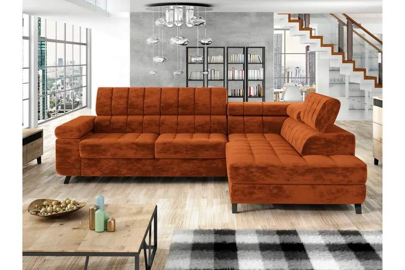 Amshyttan Bäddsoffa m. Schäslong 3-sits, Brun