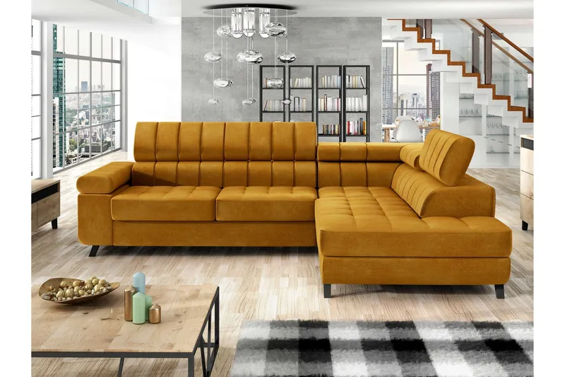 Amshyttan Bäddsoffa m. Schäslong 3-sits, Orange