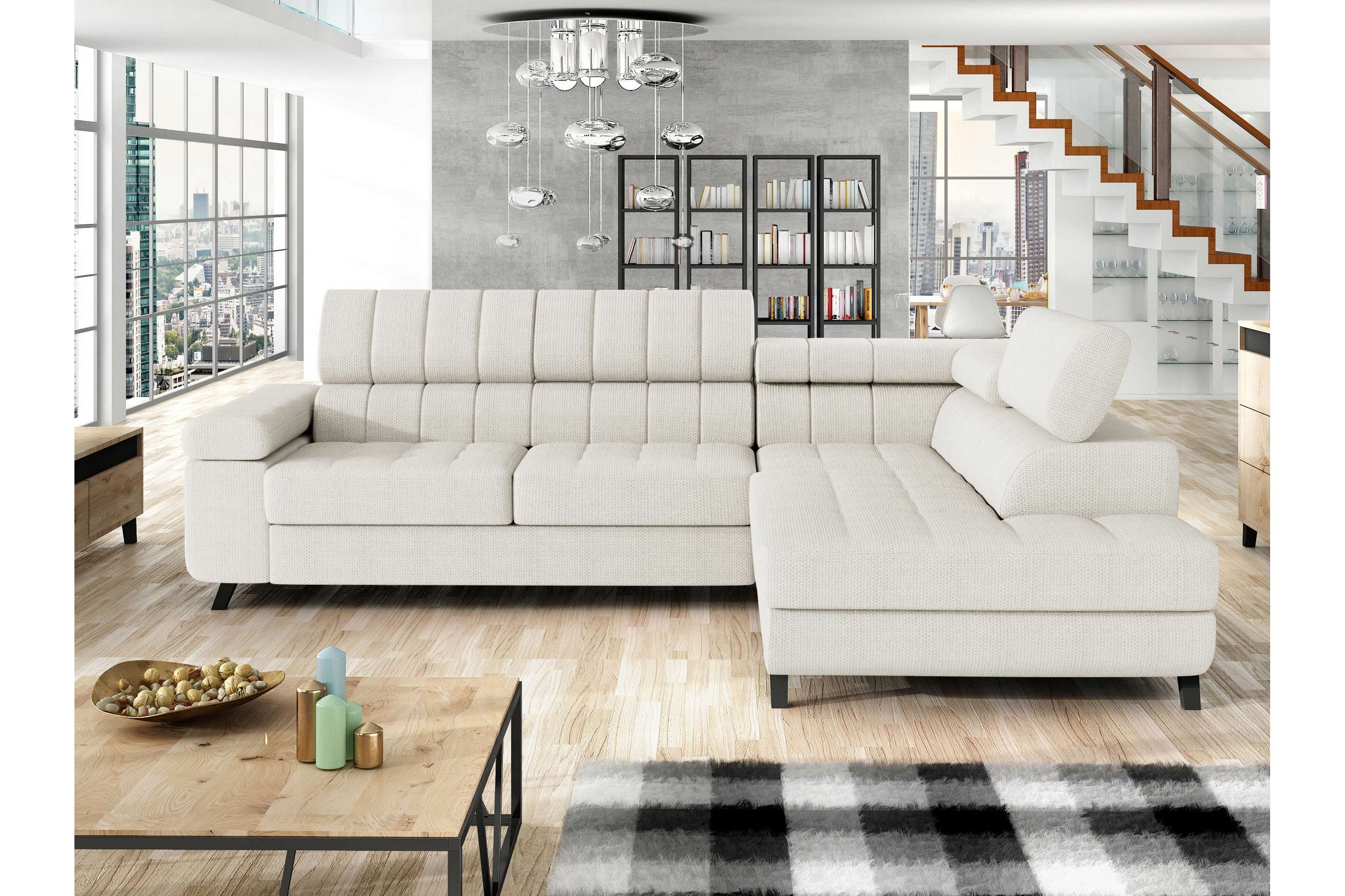 amshyttan bäddsoffa m. schäslong 3-sits - vit