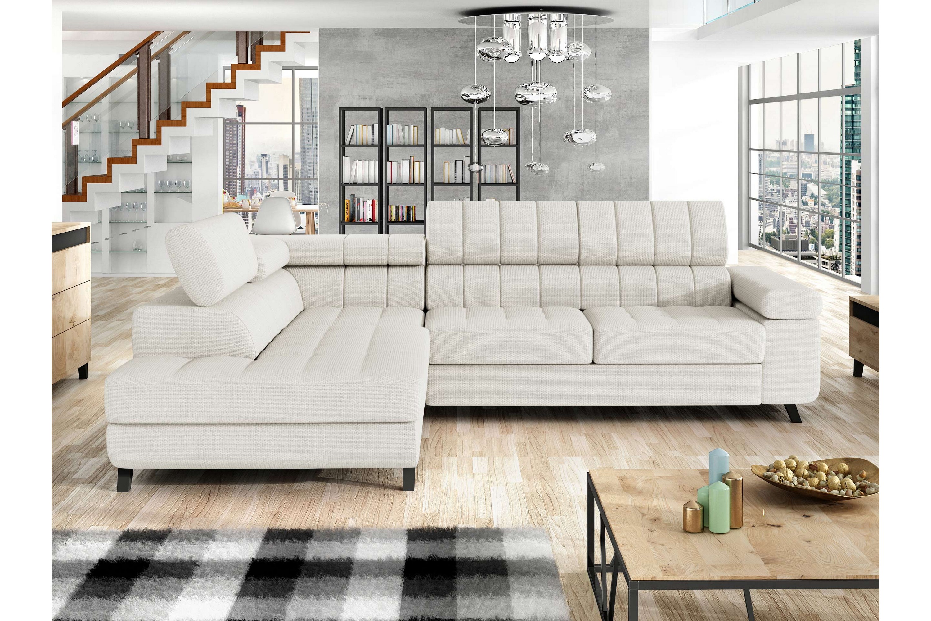 amshyttan bäddsoffa m. schäslong 3-sits - vit