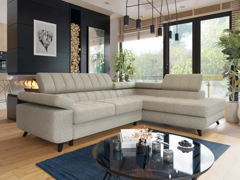 Amshyttan Bäddsoffa med Schäslong 4-sits, Beige