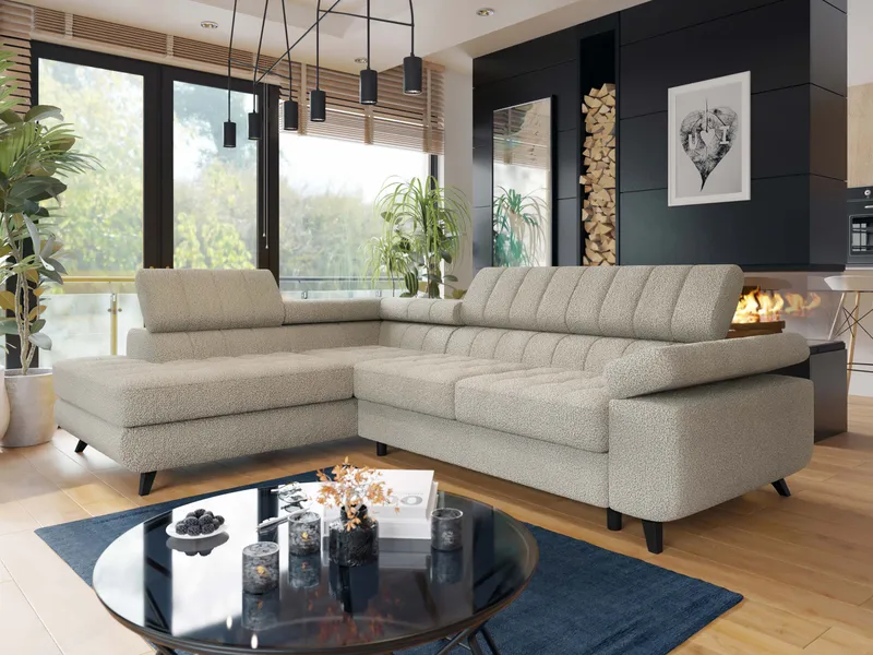 Amshyttan Bäddsoffa med Schäslong 4-sits - Beige - Möbler - Vardagsrum - Bäddsoffor