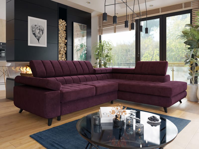 Amshyttan Bäddsoffa med Schäslong 4-sits, Lila