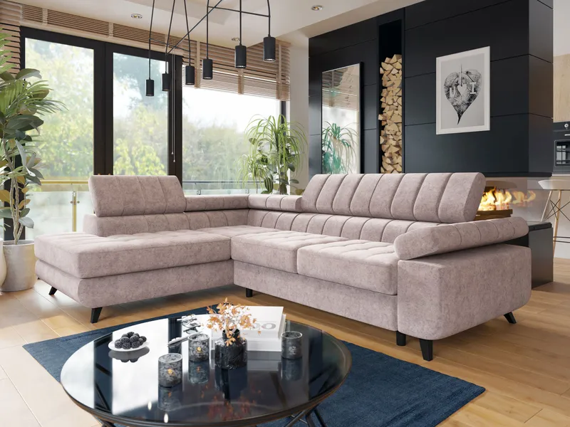Amshyttan Bäddsoffa med Schäslong 4-sits - Rosa - Möbler - Vardagsrum - Bäddsoffor