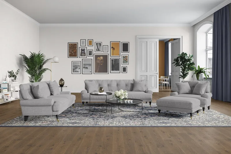 Andrew Loveseat - Ljusgrå/Mässing - Möbler - Vardagsrum - Fåtöljer