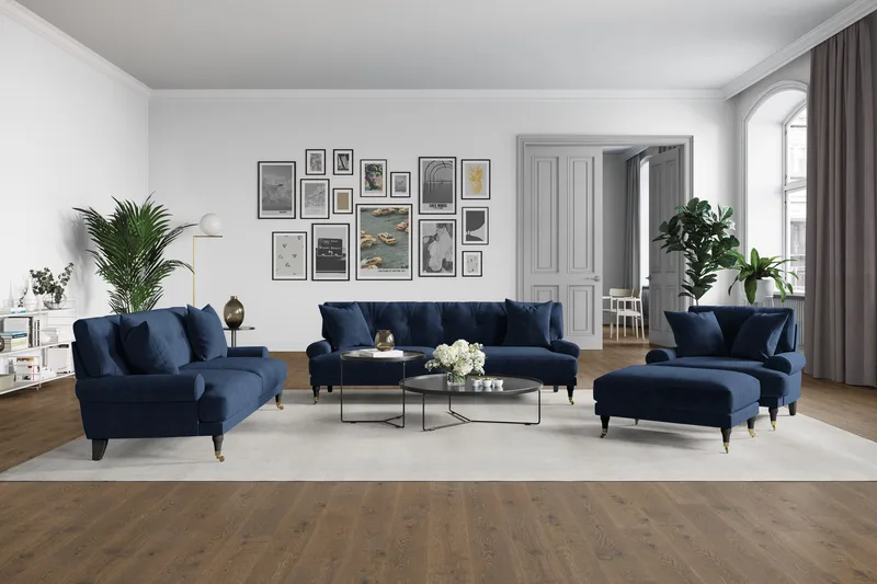 Andrew Loveseat Sammet - Midnattsblå/Mässing - Möbler - Vardagsrum - Fåtöljer
