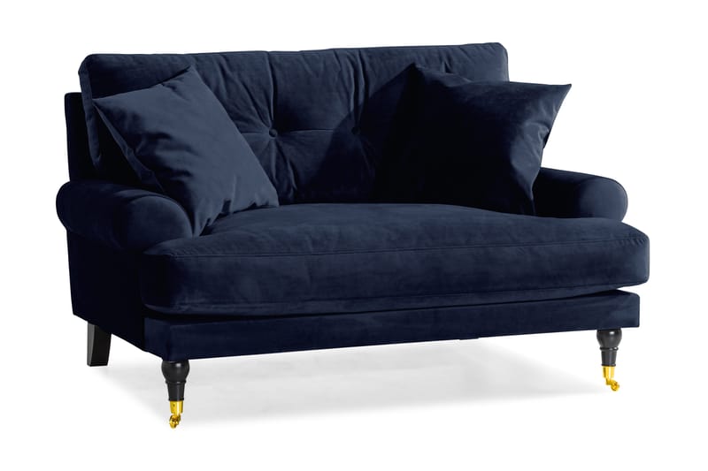 Andrew Loveseat Sammet, Midnattsblå/Mässing