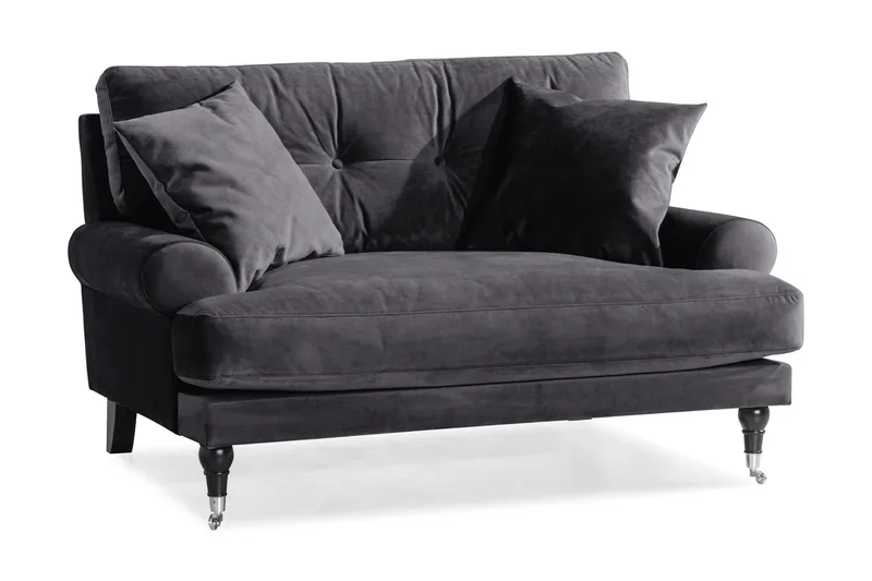 Andrew Loveseat Sammet, Mörkgrå/Krom