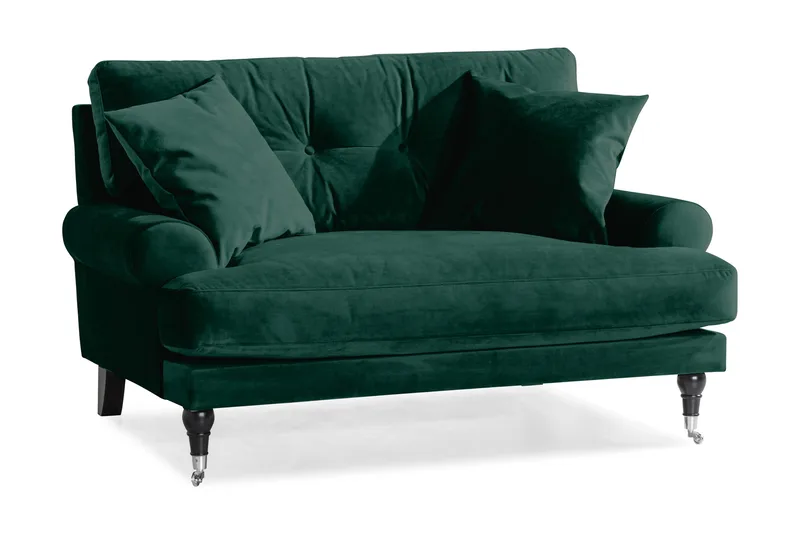 Andrew Loveseat Sammet, Mörkgrön/Krom