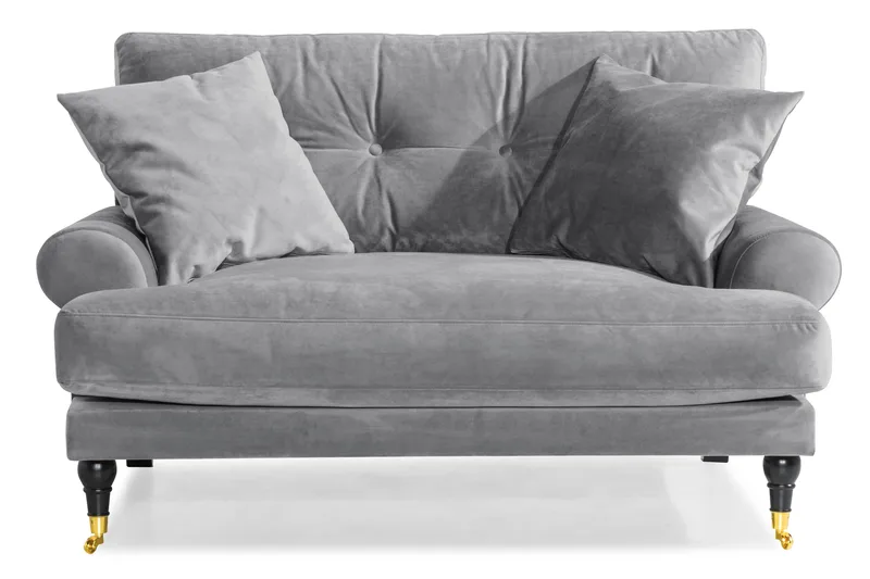 Andrew Loveseat Sammet - Silvergrå/Mässing - Möbler - Vardagsrum - Fåtöljer