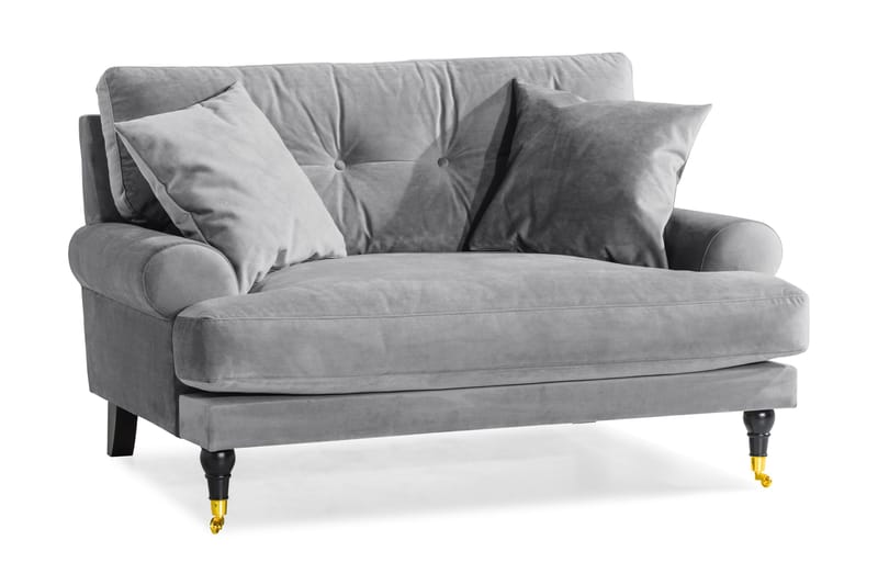 Andrew Loveseat Sammet, Silvergrå/Mässing
