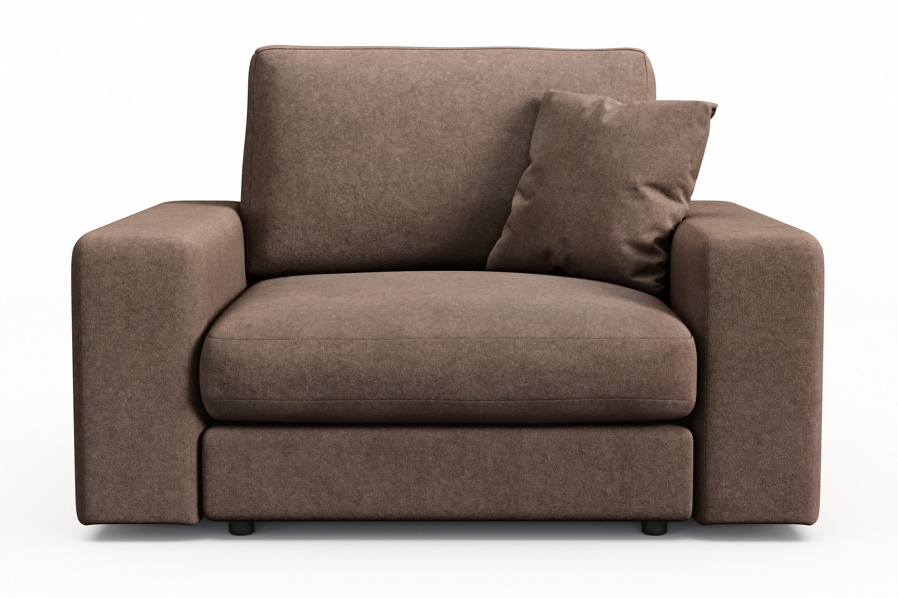 arken lyx djup fåtölj i tyg - brun