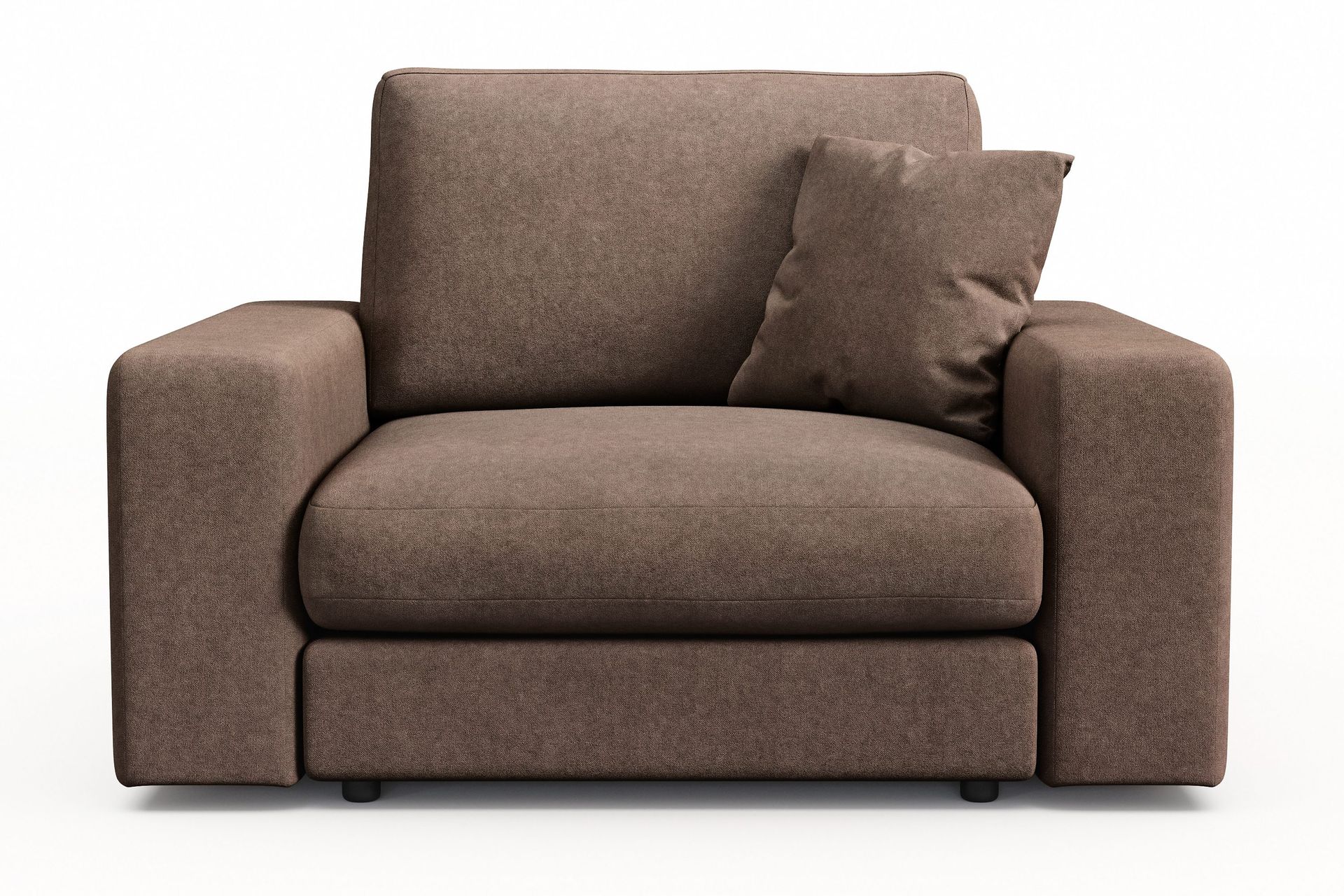 arken lyx djup fåtölj i tyg - brun