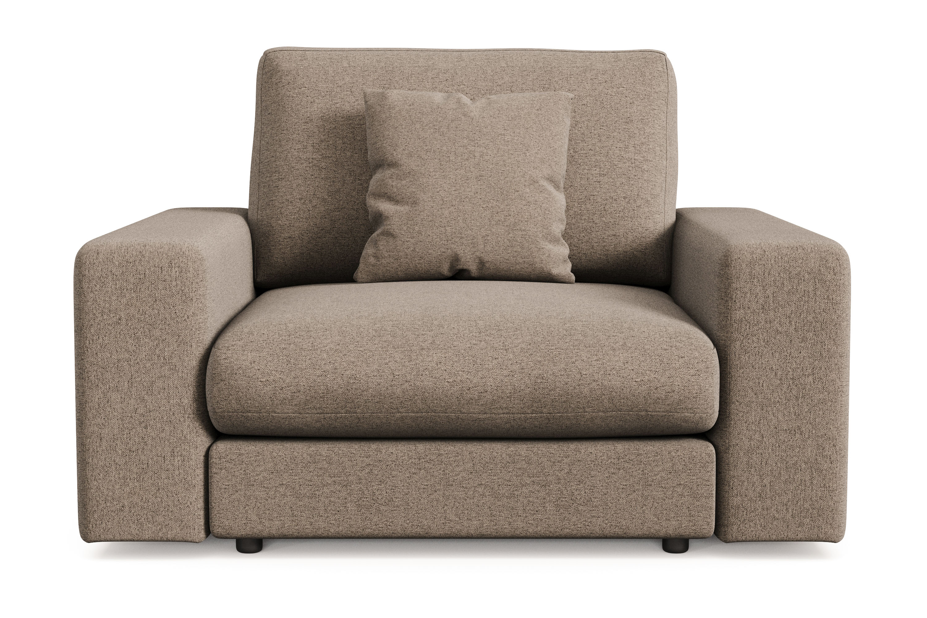 arken lyx djup fåtölj i tyg - brun