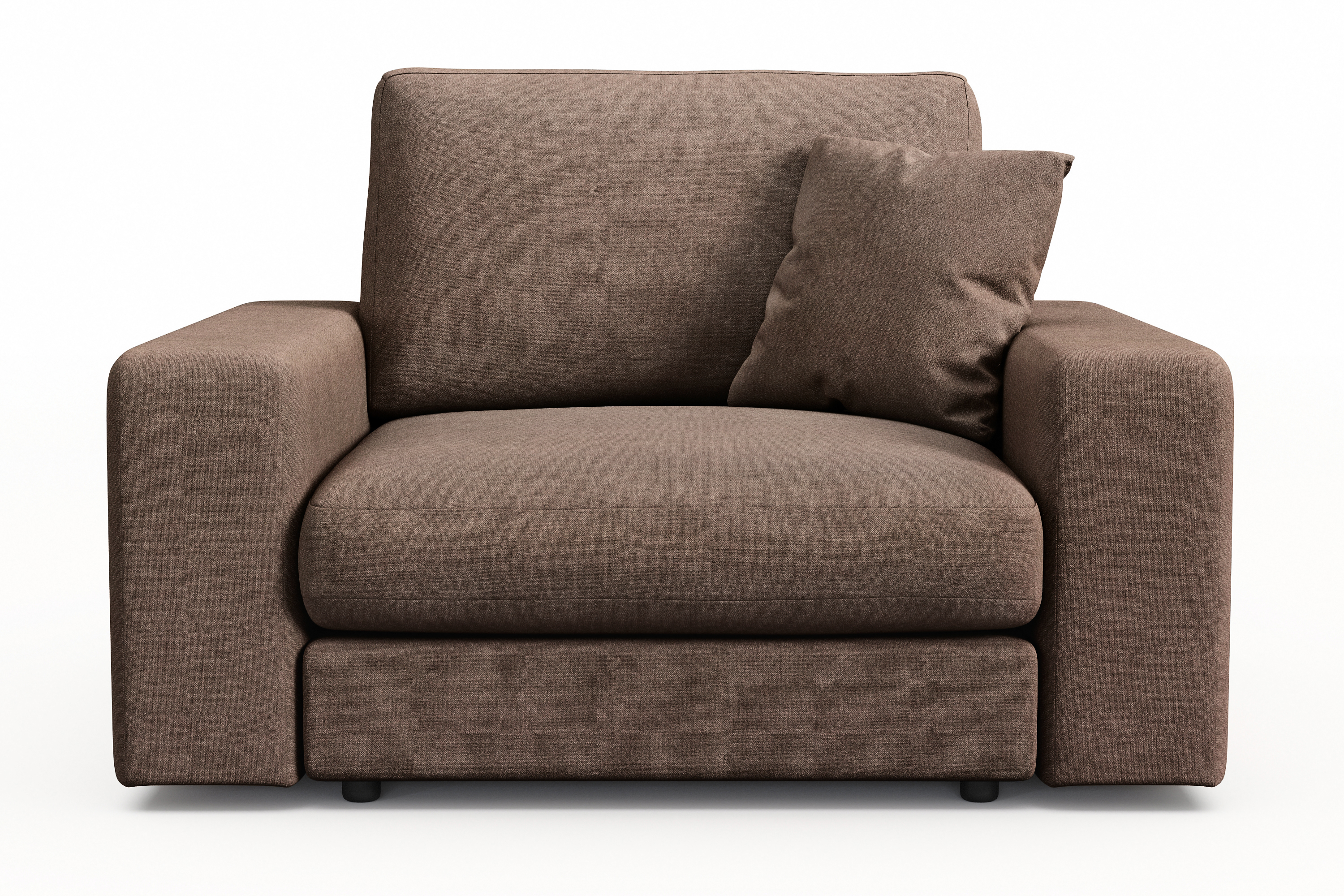 arken lyx djup fåtölj i tyg - brun