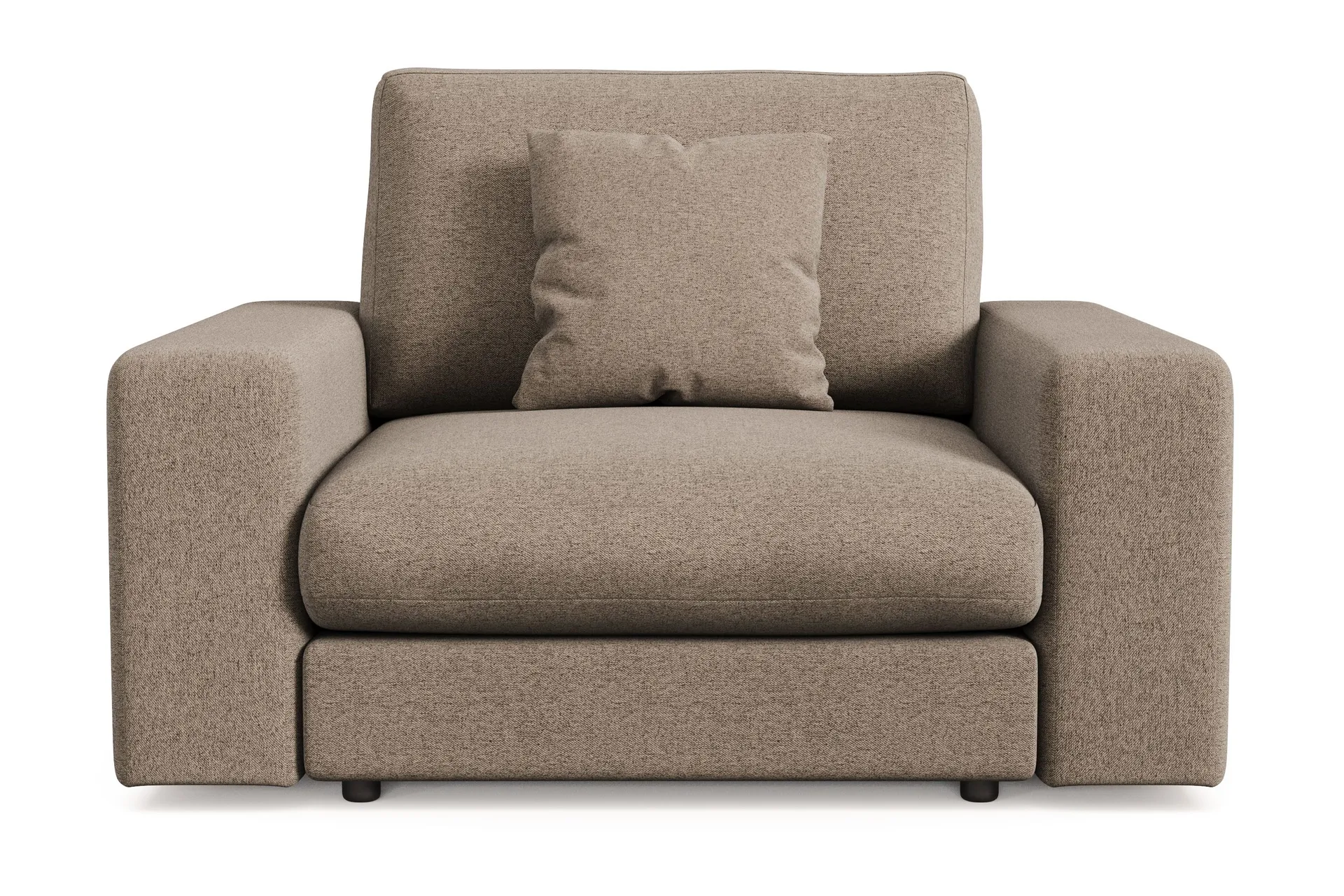 arken lyx djup fåtölj i tyg - brun