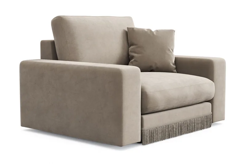 Arken Lyx Djup Sammetsfåtölj - Beige - Möbler - Vardagsrum - Fåtöljer