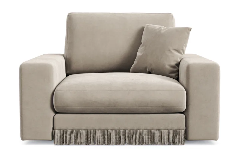 Arken Lyx Djup Sammetsfåtölj - Beige - Möbler - Vardagsrum - Fåtöljer