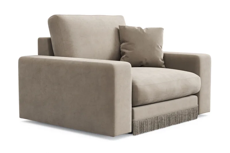 Arken Lyx Djup Sammetsfåtölj - Beige - Möbler - Vardagsrum - Fåtöljer